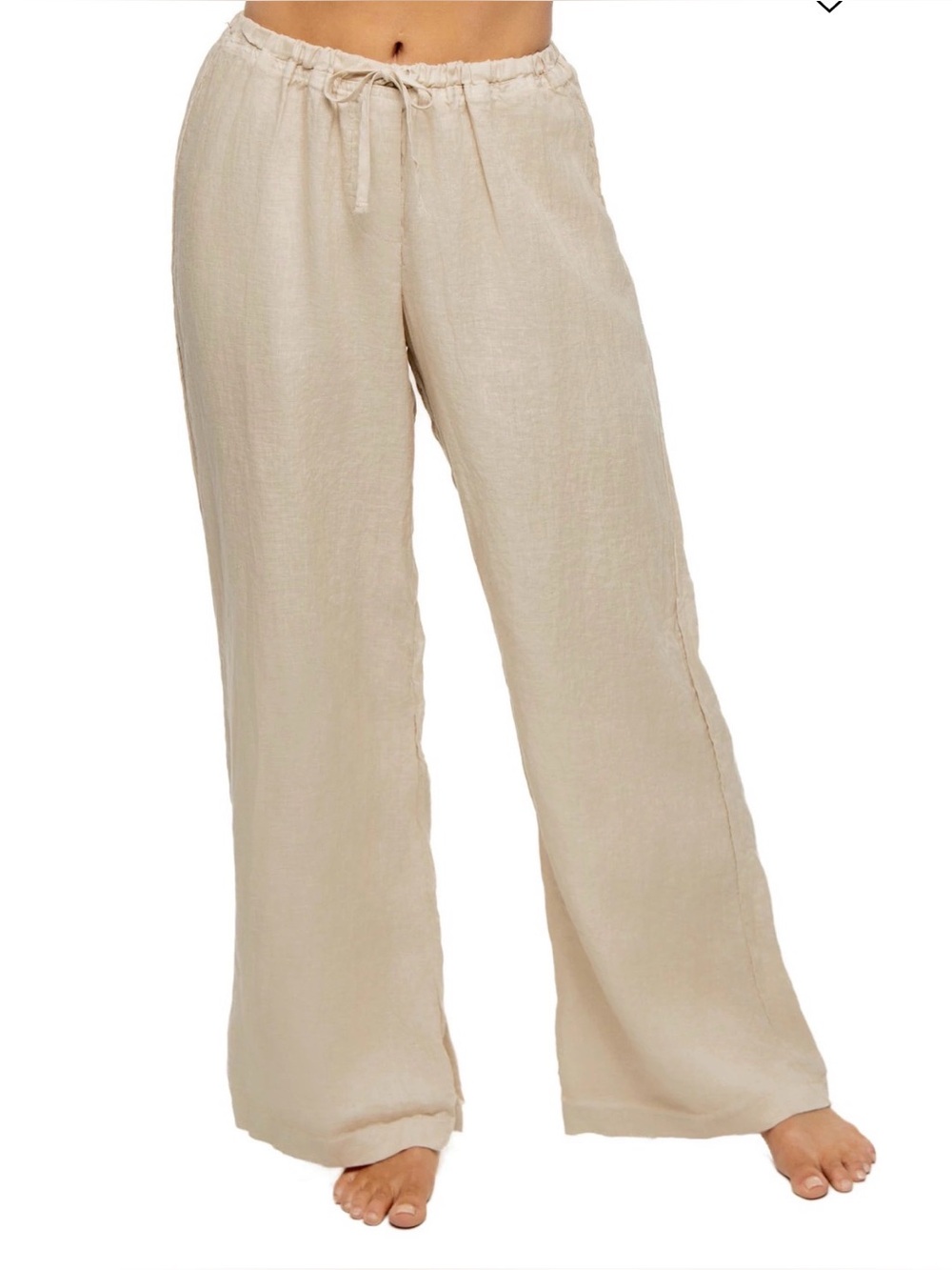 CP Shades Jen Straight Leg Linen Pants Sand Neutral Size Medium